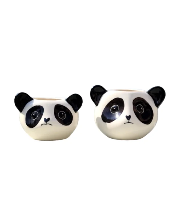 set of panda miniature ceramic pot