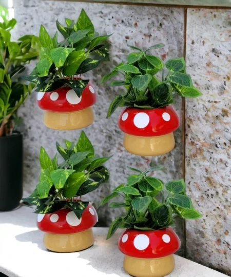 mushroom design ceramic pot for home decore