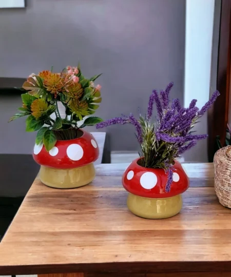 mushroom design ceramic pot for home decore