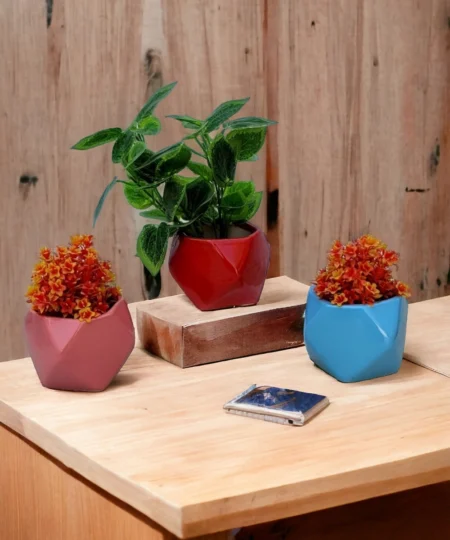 diamond ceramic pot for gardening, set of 3