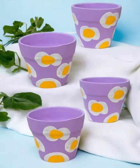 painted ceramic pot for home gardening