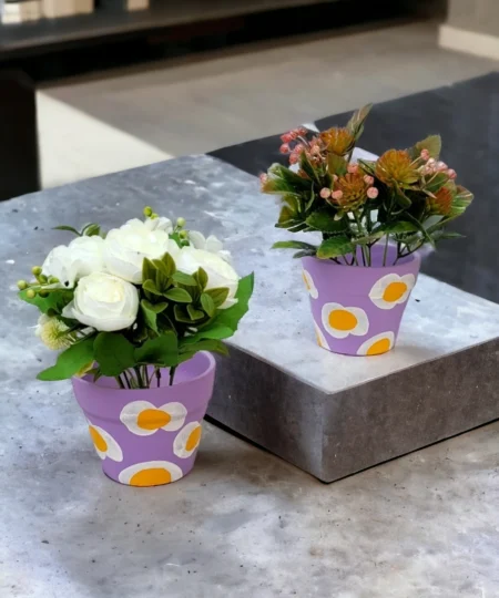 painted ceramic pot for home gardening