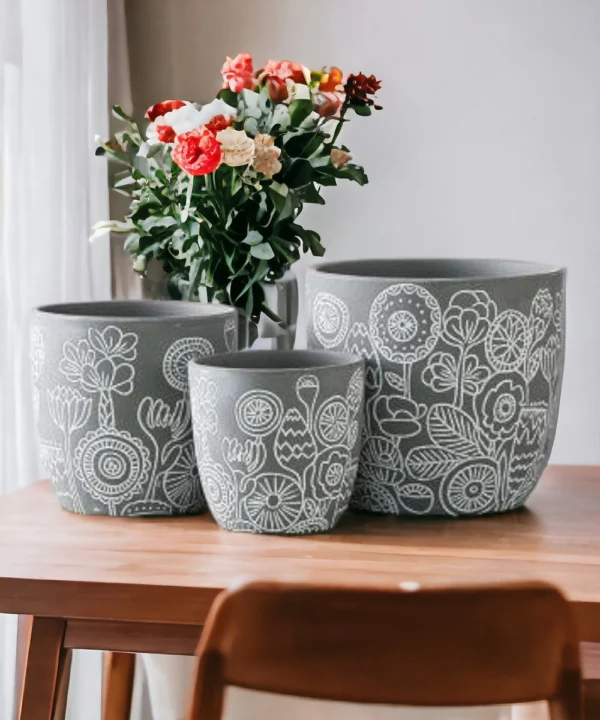set of 3 designer pots