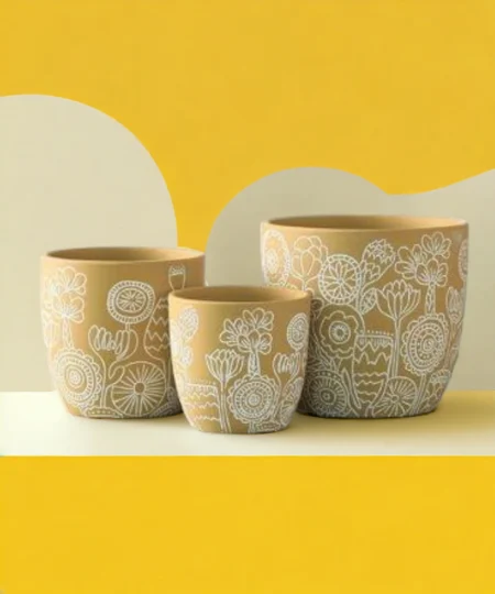 set of 3 designer pots