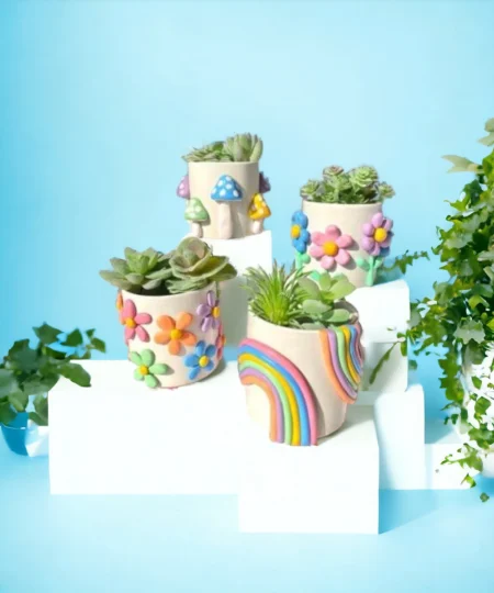 set of 4 handcrafted ceramic pots